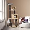 Solid Wood 4-Tier Cat Tree with Scratching Sisal Posts & Mat