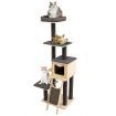 Solid Wood 4-Tier Cat Tree with Scratching Sisal Posts & Mat