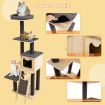 Solid Wood 4-Tier Cat Tree with Scratching Sisal Posts & Mat