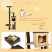 Solid Wood 4-Tier Cat Tree with Scratching Sisal Posts & Mat