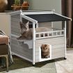 Cat House Shelter with Enclosure and Escape Doors for Pets