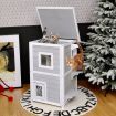 2-Story Wooden Cat House with Opening Asphalt Roof for Cats