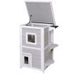 2-Story Wooden Cat House with Opening Asphalt Roof for Cats