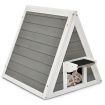 Indoor Outdoor Triangle Wooden Cat House Kitten Shelter for Small Medium Animals