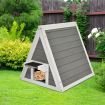 Indoor Outdoor Triangle Wooden Cat House Kitten Shelter for Small Medium Animals