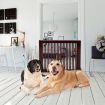 3 Panel Folding Wood Pet Slide Gate with Adjustable Length for Dogs