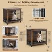 Dual Use Wooden Dog Crate with Double Doors & Removable Tray