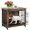 Dual Use Wooden Dog Crate with Double Doors & Removable Tray