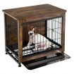 Dual Use Wooden Dog Crate with Double Doors & Removable Tray