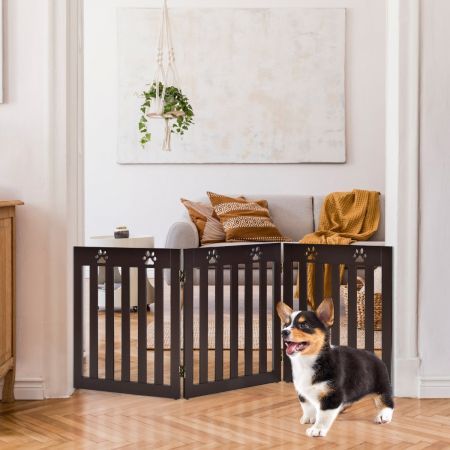 Wooden Freestanding Pet Gate with 360 degree Flexible Hinges for Stairs & Doorway