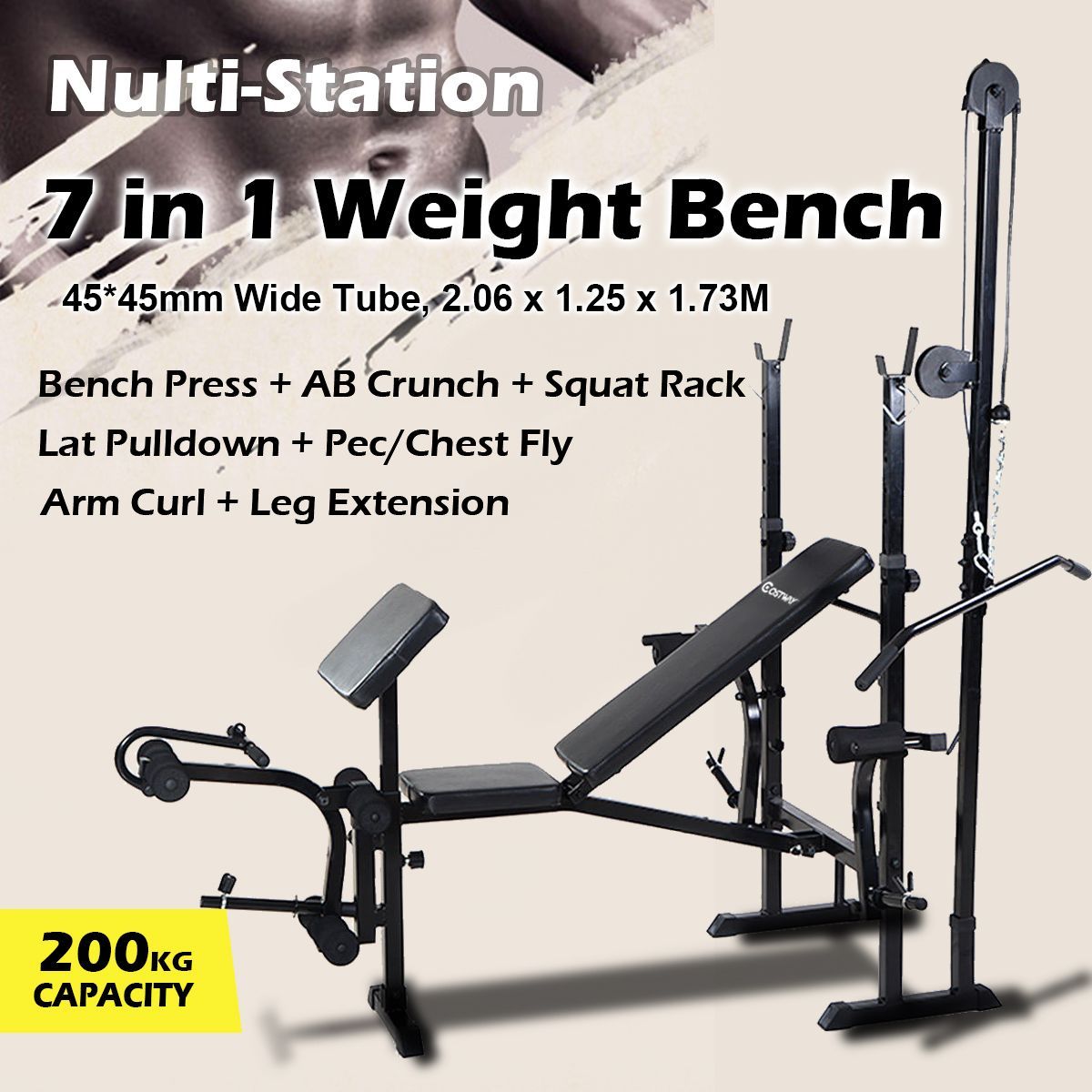 Multifunctional Weight Lifting Bench with Adjustable Height for Exercise