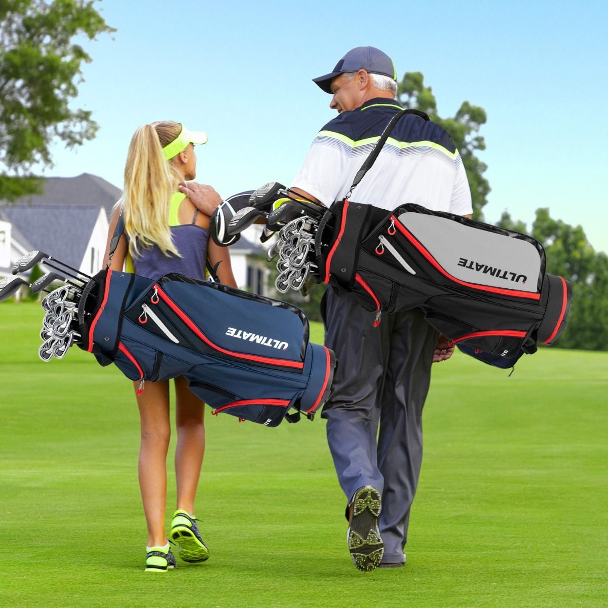 Lightweight & Large Capacity Golf Cart Bag with Beverage Cooler Bag