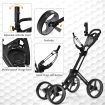 4 Wheels Aluminum Golf Push Pull Cart With Adjustable Umbrella Holder for Outdoor Use