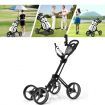 4 Wheels Aluminum Golf Push Pull Cart With Adjustable Umbrella Holder for Outdoor Use