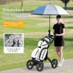 4 Wheels Aluminum Golf Push Pull Cart With Adjustable Umbrella Holder for Outdoor Use