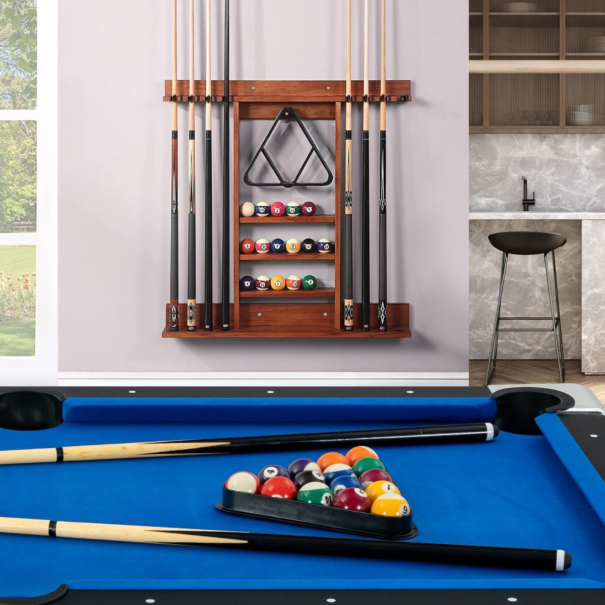 Wall Mounted Billiard Stick Holder for Club/Bar