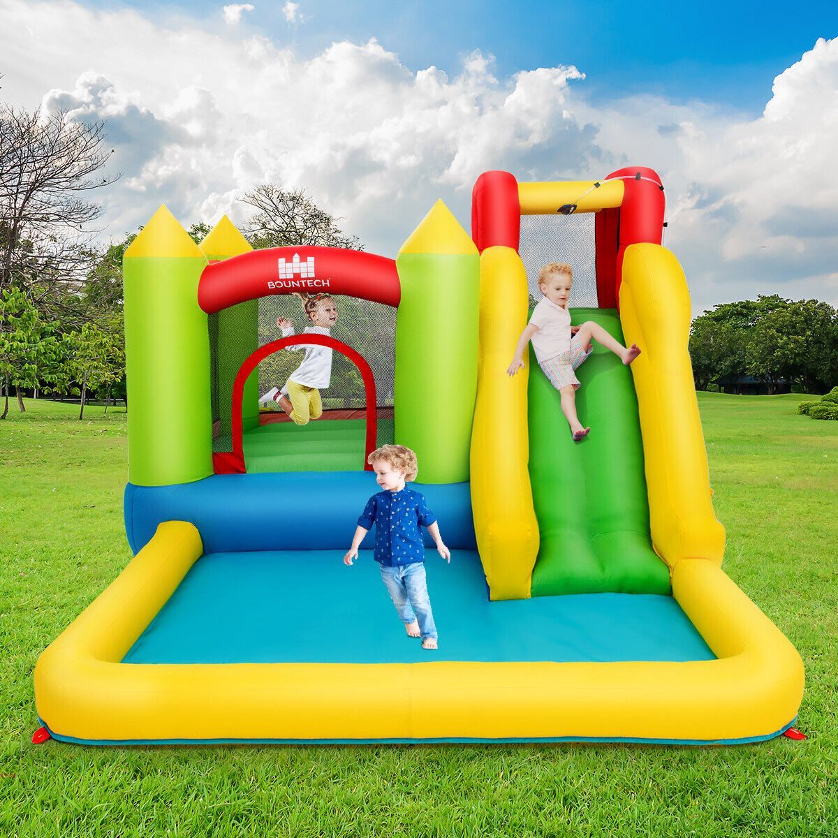 Inflatable Jumping Castle Water Slide with Splash Pool without Blower