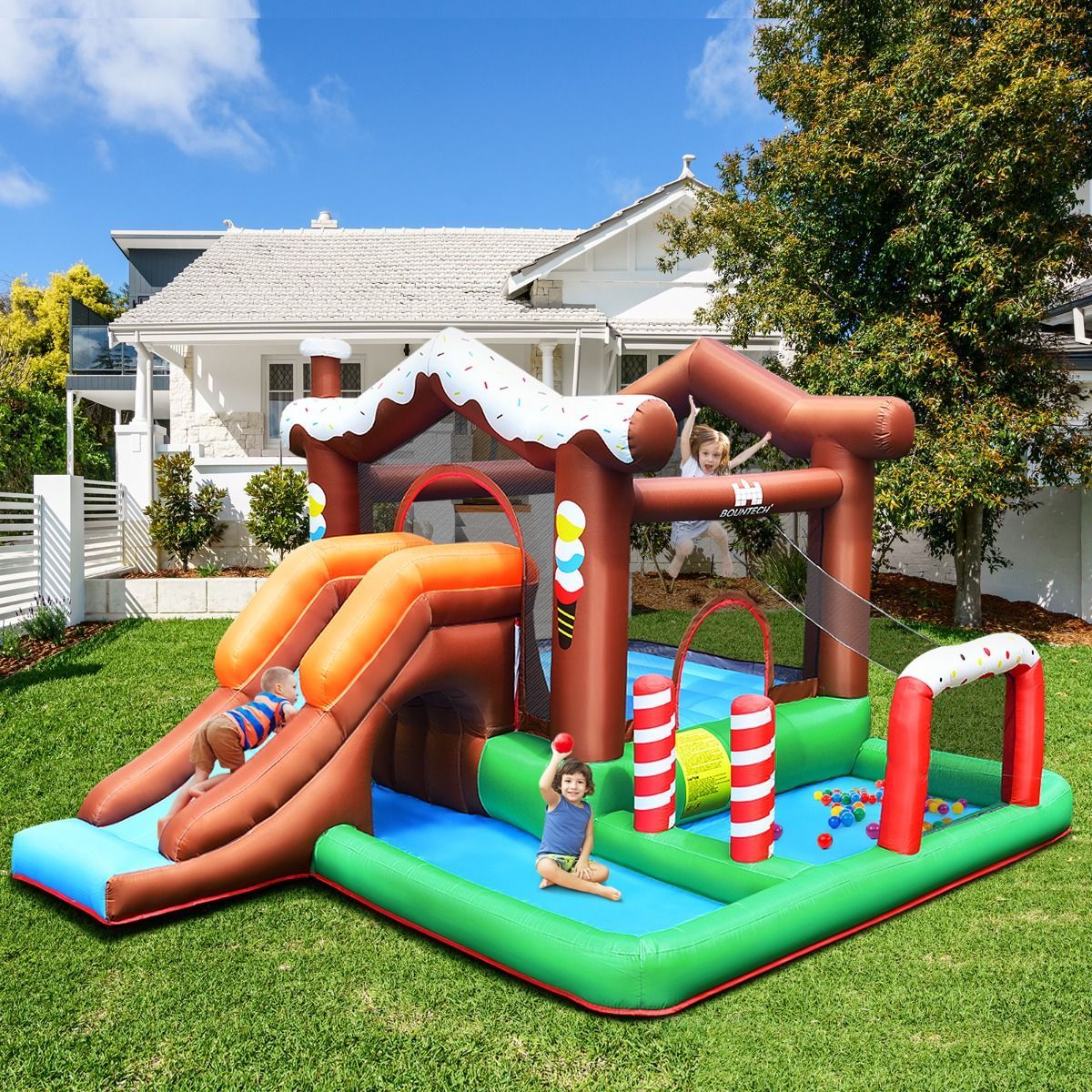 Inflatable Bounce Castle with Slide Park for Indoor/Outdoor Use with Blower