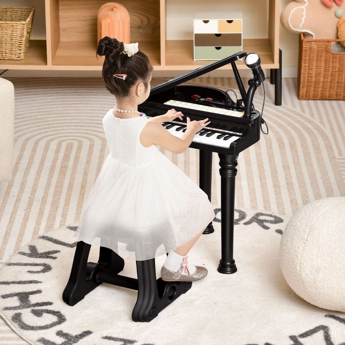 31 Keys Kids Piano Keyboard with Stool and Microphone for Kids