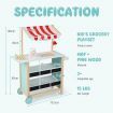 Kids Wooden Ice Cream Cart with Chalkboard & Storage