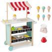 Kids Wooden Ice Cream Cart with Chalkboard & Storage