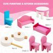 2 in 1 Wooden Doll House and Play Kitchen with Accessories