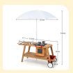 Outdoor Cooking Set Pretend Trolley wIth Removable Umbrella