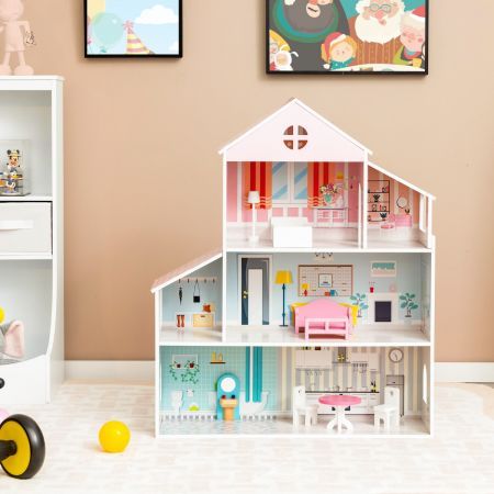 Wooden pretend play doll house