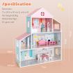 Wooden Pretend Play Doll House with Fully-Furnished Design