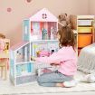 Wooden Pretend Play Doll House with Fully-Furnished Design