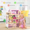 4-Story Wooden Doll House with 13 Pieces Furniture & Accessories for Kids