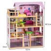 4-Story Wooden Doll House with 13 Pieces Furniture & Accessories for Kids