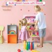 4-Story Wooden Doll House with 13 Pieces Furniture & Accessories for Kids