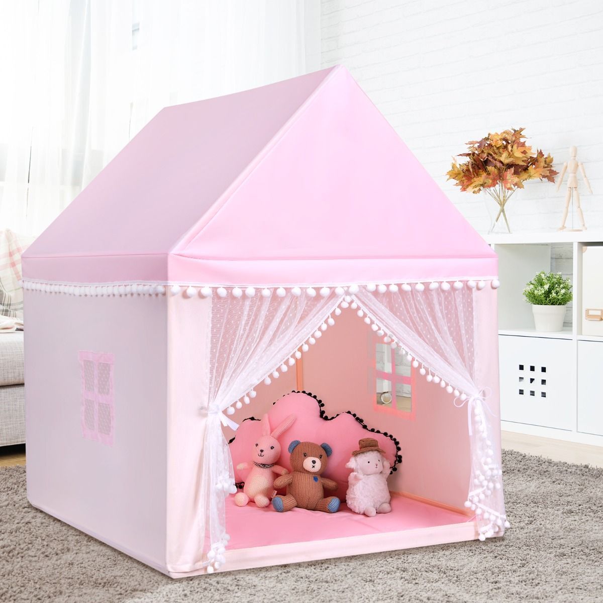 Multipurpose kid's Playhouse Castle with Solid Wood Frame & Cotton Mat for Boys & Girls