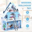 Wooden Dollhouse Playset with 15 Pieces Furniture for Kids