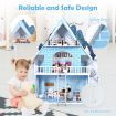 Wooden Dollhouse Playset with 15 Pieces Furniture for Kids