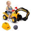 Kids Excavator Ride On Digger Toy with Safety Helmet