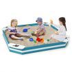 Kids Wooden Sandbox with 4 Corner Seats for Kids Aged 3+