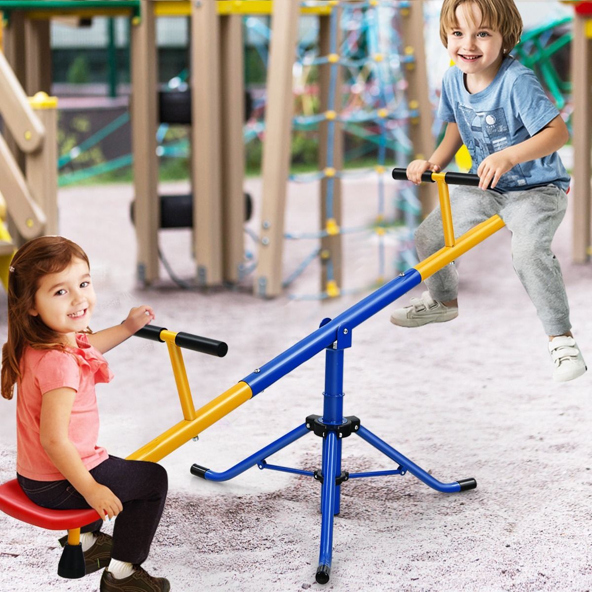 Kids Spinning Seesaw with Stopper Legs for Backyard and Playground