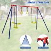 3-in-1 Outdoor Swing Set with Ground Stakes for Garden/Backyard/Park