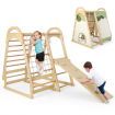 Wooden Climbing Toys Playset with Gymnastics Rings for Toddlers