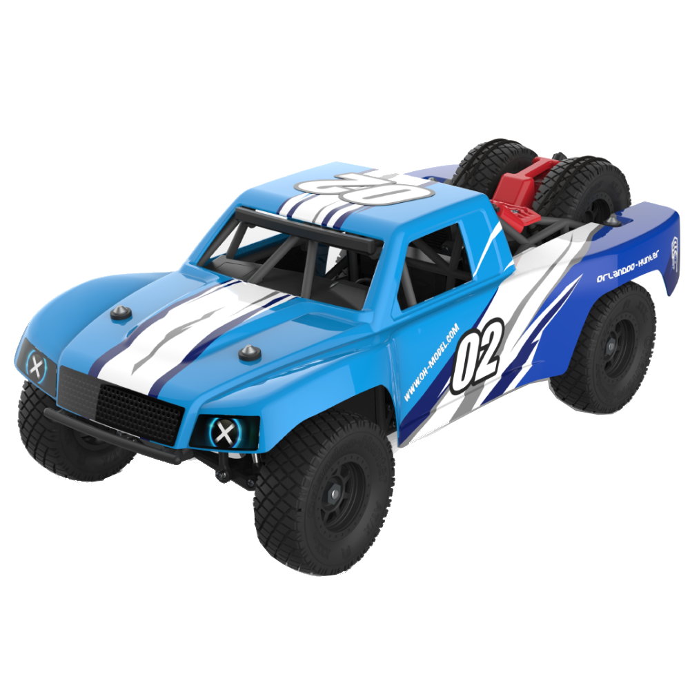 1/32 RWD Mini Truck RC Car KIT Rear Drive SUV DIY Pipe Micro Roll Cage Trophy Movable Off-road Climbing Toys With Motor ESC Servo Blue