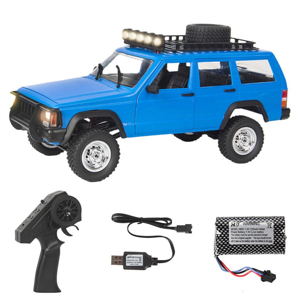 RTR 1/12 2.4G 4WD RC Car Rock Crawler LED Lights Off-Road Truck Full Proportional Vehicles Models One Battery Blue