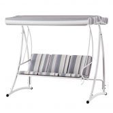 Gardeon Outdoor Swing Chair Garden Bench Furniture Canopy 3 Seater White Grey