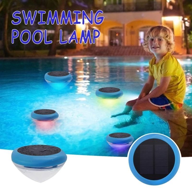 2023 New Outdoor Waterproof LED Submersible Light LED Solar Powered Colorful Changing floating pool lights