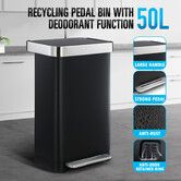 50L Pedal Rubbish Bin Compost Kitchen Recycling Waste Trash Garbage Can Food Outdoor Indoor Garden Home Dustin Container