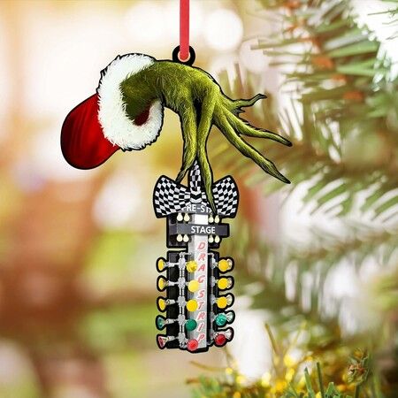 Christmas Tree Grinch Ornament Xmas Hanging Decorations Green Santa Hand Christmas Tags for Home Office Christmas Tree Decorations Holiday Party Supplies D