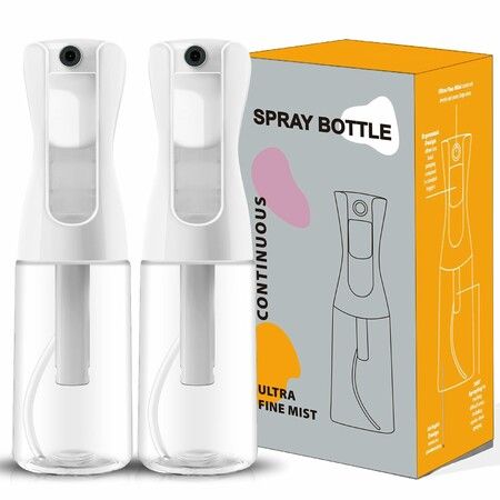 Continuous Spray Bottles For Hair,Ultra Fine Mist Sprayer(200ml/6.8oz 2Pack),Refillable Water Mister for Cleaning,Hairstyling,Plants,Misting & Skin Care Clear