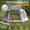 4 Man Beach Tent Camping Shelter Auto Pop Up Family Instant Sun Shade Hiking Fishing Picnic Outdoor Rain Water UV Proof Portable 240x240x155cm