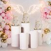 5PCS Display Stand Round Plinth Decorative Retail Wedding Desserts Exhibition Party Cylinder Pedestal Freestanding Holder White